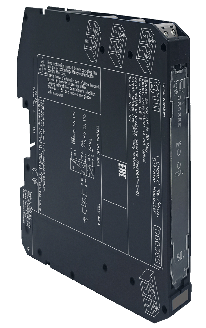 D6036S – SIL2 Switch/Proximity Relay-Out Repeater